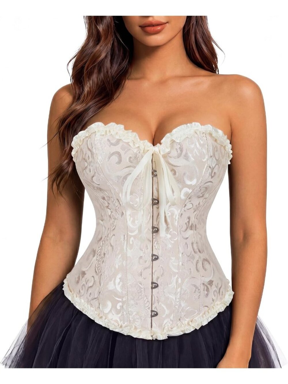 Women's Beige Vintage Shapewear Bustier Renaissance Halloween Costume Corset Top